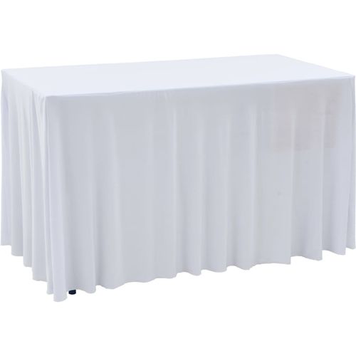Rastezljive navlake za stol 2 kom duge 243 x 76 x 74 cm bijele slika 1