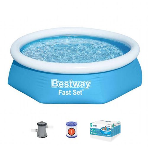 Bestway dečiji bazen sa prstenom na naduvavanje Fast set – 244x61cm 57450 slika 1