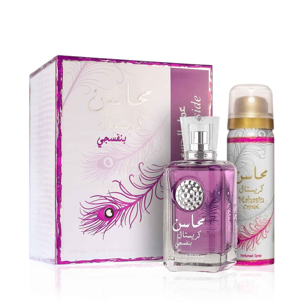 Lattafa Mahasin Crystal Violet SET za Žene (EDP 100ml + DEO 50ml) slika 1