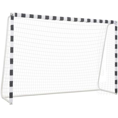 Nogometni gol 300 x 200 x 90 cm metalni crno-bijeli slika 10