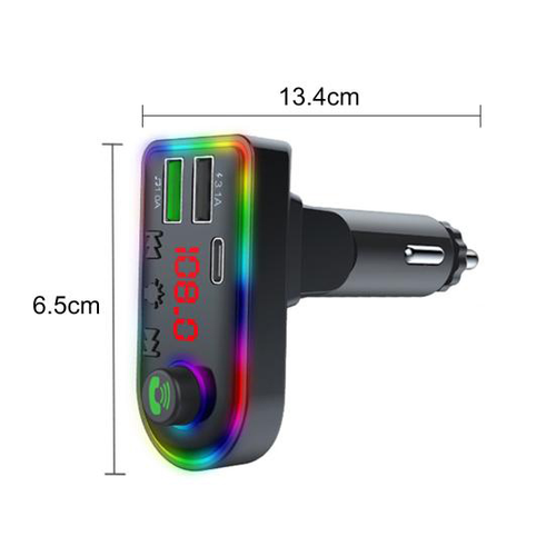 FM transmiter F8 USB, PD, TF, Bluetooth 5.0, Type C, RGB, 12-24V, handsfree crni slika 7