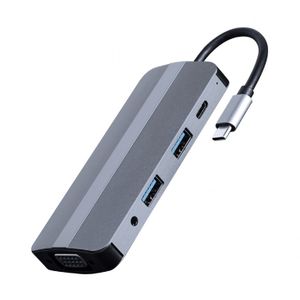 Gembird A-CM-COMBO8-02 USB Type-C 8-in-1 multi-port adapter (Hub + HDMI + VGA + PD + card reader + stereo audio), silver