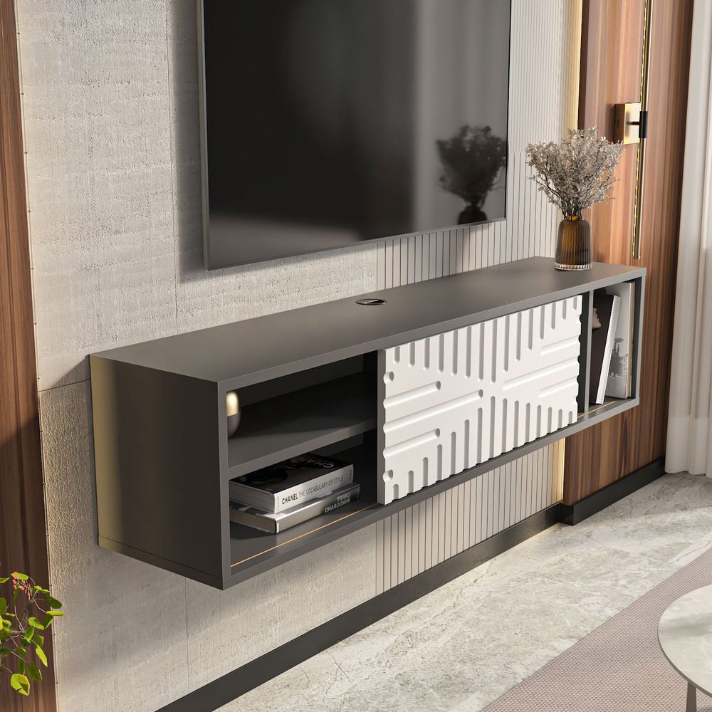 TV Stalak Teo Floating - Antracit i Bijela slika 3