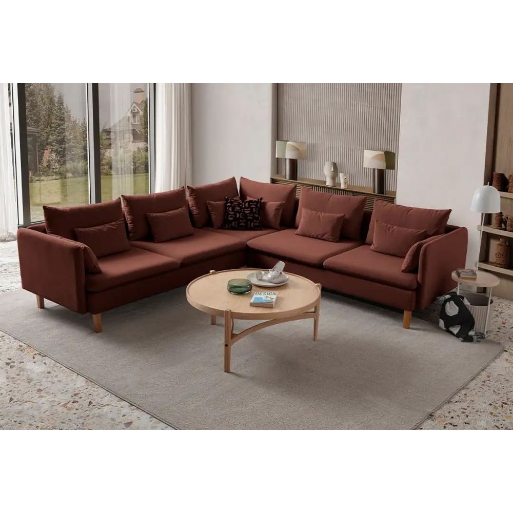 Ugaona Sofa Flexy L - boja: crvena pločica slika 1
