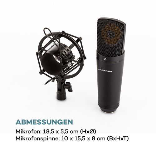 Auna Pro MIC-920B, USB kondenzatorski mikrofon, studijski, velika membrana, crna boja slika 15