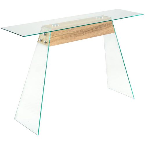 Konzolni stol od stakla i MDF-a 120 x 30 x 76 cm boja hrasta slika 8
