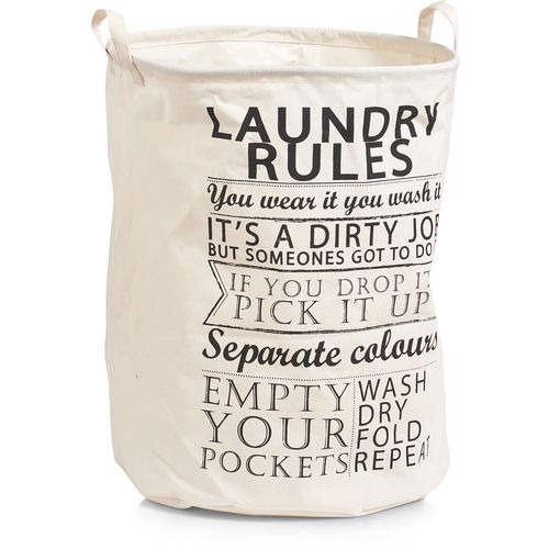 Zeller Košara za rublje, "Laundry Rules", platno, siva, Ø38x48 cm slika 2