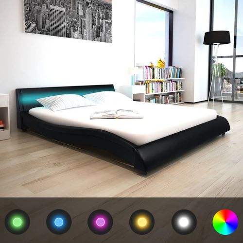 Krevet od umjetne kože s madracem od memorijske pjene LED crni slika 32