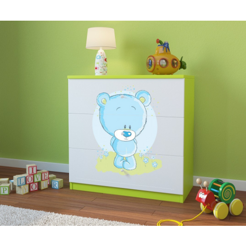 Dječja komoda - plavi medvjed - zelena slika 1