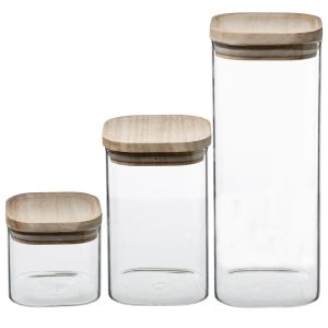Five hermet set od 3 posude, staklo/drvo