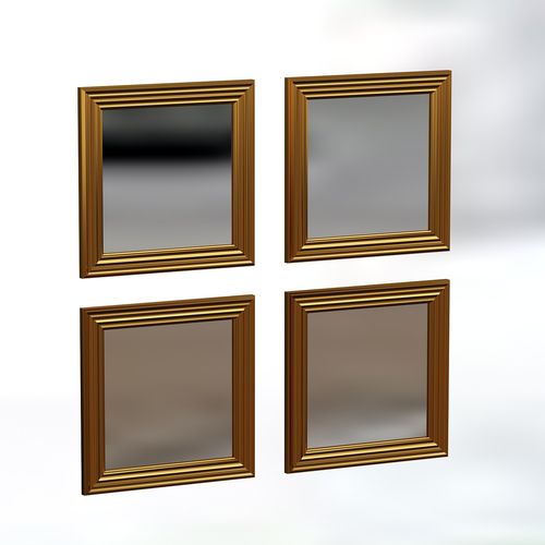 Woody Fashion Set ogledala (4 komada), Zlato, Loza - Gold slika 4