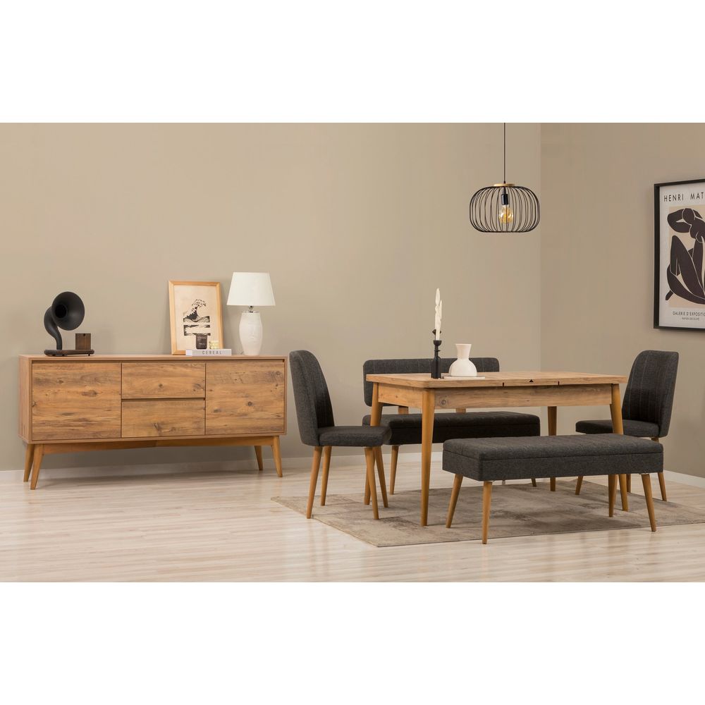 Vina Bench 04 1053 - Set za Jelo od 6 Komada u Atlantic Boru i Antracitu slika 1