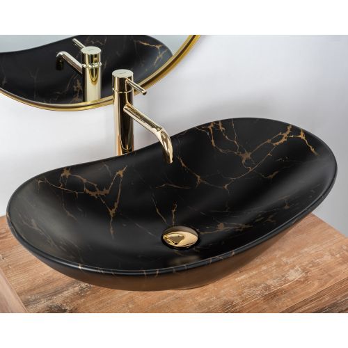 Nadgradni umivaonik Rea Royal 60 Black Marble Mat slika 7