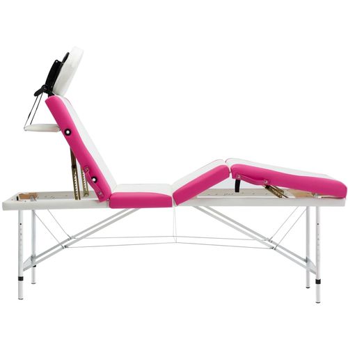 Sklopivi masažni stol s 4 zone aluminijski bijelo-ružičasti slika 28