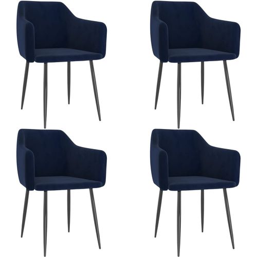 Blagovaonske stolice 4 kom plave baršunaste slika 8