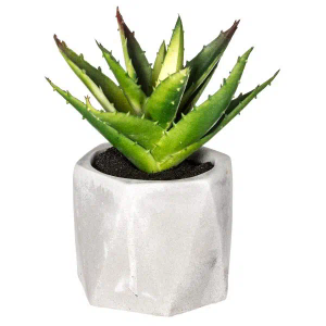 Atmosphera umjetno cvijeće u tegli sukulenti 7x14cm pvc/cement bijela