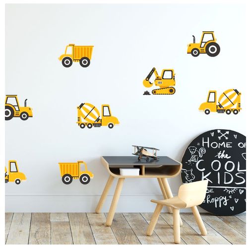 Pastelowe zidne naljepnice građevinska vozila žute slika 1