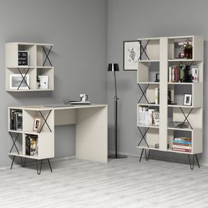 Extra 2 - Cream Cream
Black Study Desk & Bookshelf