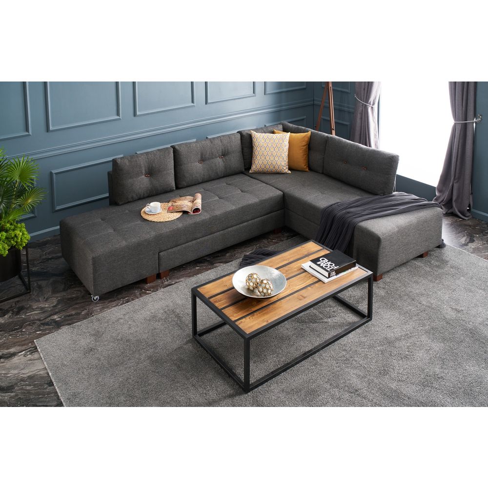 Ugaona Sofa na Razvlačenje Manama - Desni Kut, Antracit Boja slika 3