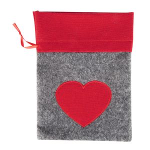 Božićni ukras-platnena čizmica/vrećica 24 x 12 cm sivo crvena