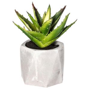 ATMOSPHERA UMJETNO CVIJEĆE U TEGLI SUKULENTI 7X14CM PVC/CEMENT BIJELA