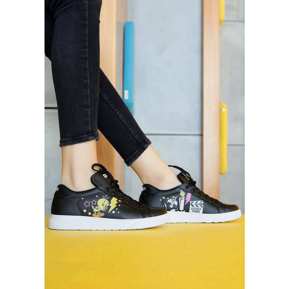 DOGO Ženske patike Ace Sneakers - Najbolji od Tweety i Sylvester u Crnoj Boji slika 7