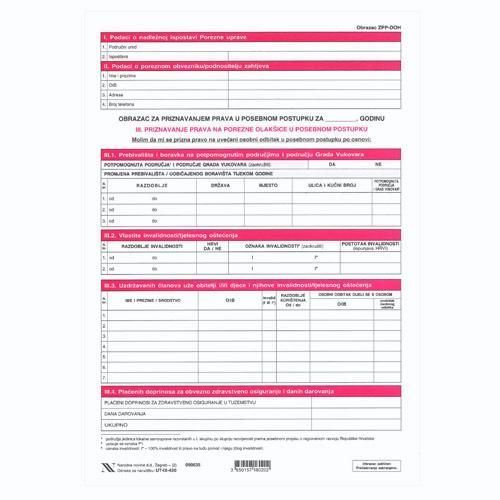 IX-420 Zahtjev za priznavanjem prava u posebnom postupku (obrazac ZPP-DOH), arak, 21x29,7 cm slika 2