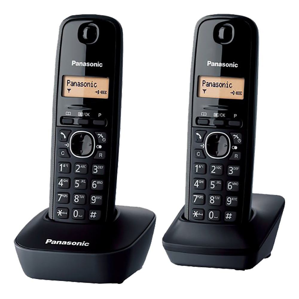 Panasonic Telefon bežični, DUO DECT, 1.25" LED display, crna boja - KX-TG1612FXH slika 1