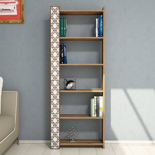 Woody Fashion Polica za knjige, City - Walnut, White slika 2