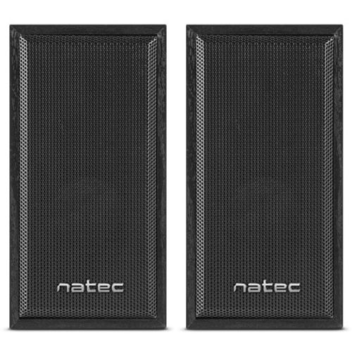 Natec NGL-1229 PANTHER, Stereo Speakers 2.0, 6W RMS, USB power, 3.5mm Connector, Wooden Case, Black slika 1