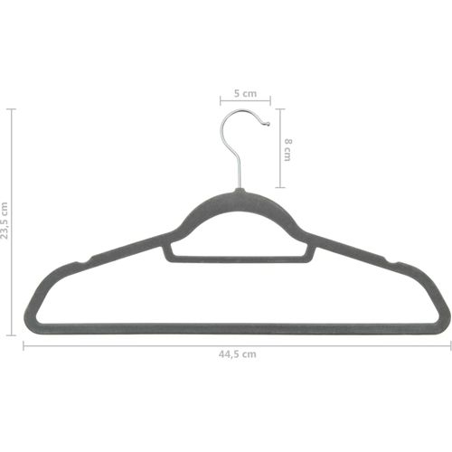50-dijelni set vješalica za odjeću protuklizni sivi baršunasti slika 18