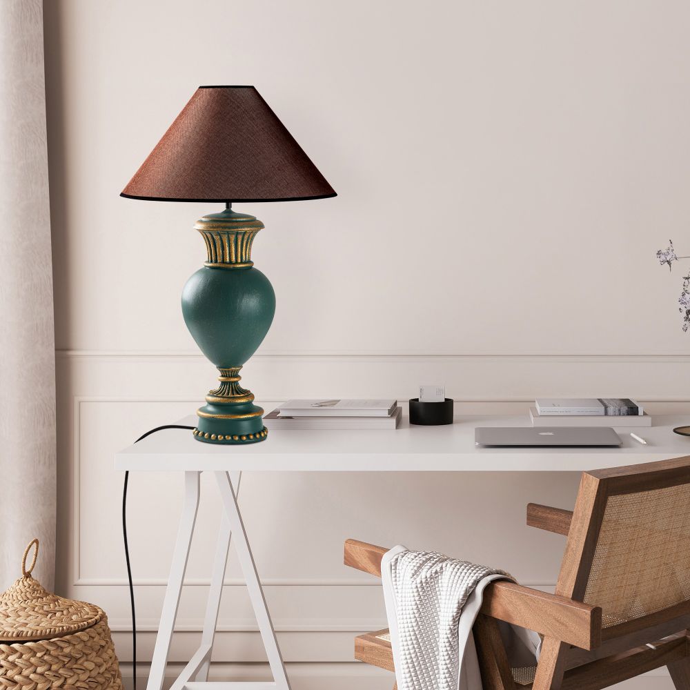 ELEGANZE-5323 Zelena-Smeđa Stolna Lampa slika 2