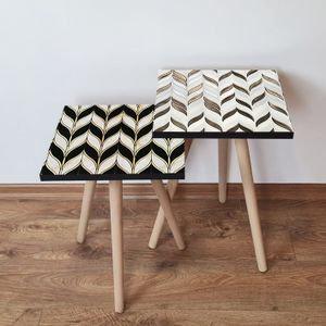 Nesting stolovi 2Shp492 - (2 komada) - boje: crna, bež, zlatna, smeđa