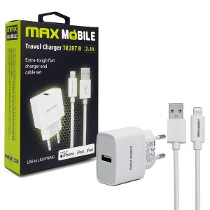 MaxMobile kućni punjač set 2U1 IPHONE LIGHTNING-USB 2.4A MFI Apple TR287B