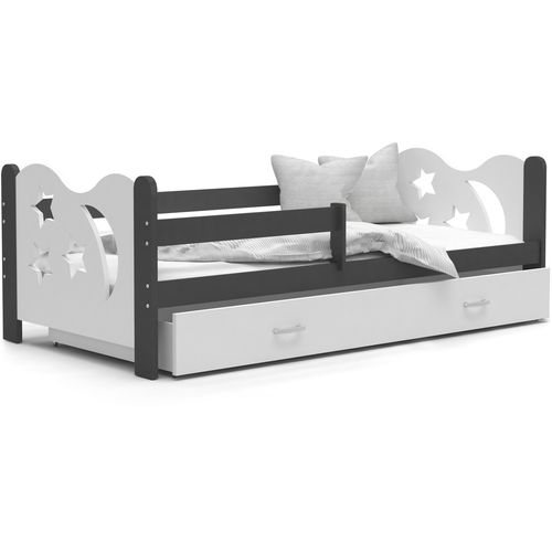 Drveni dječji krevet MIKOLAJ s ladicom - 190*80cm - bijeli - sivi slika 1