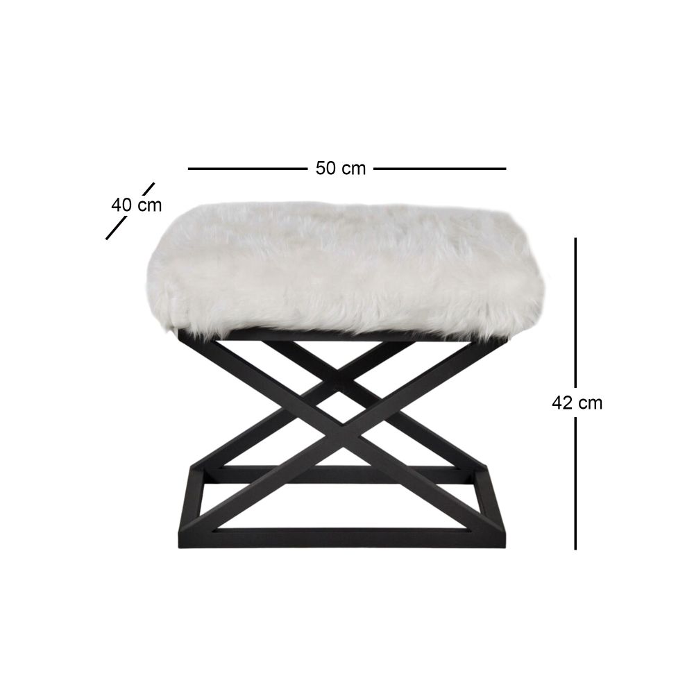 Capraz Plush - Crno-bijeli Pouf slika 3