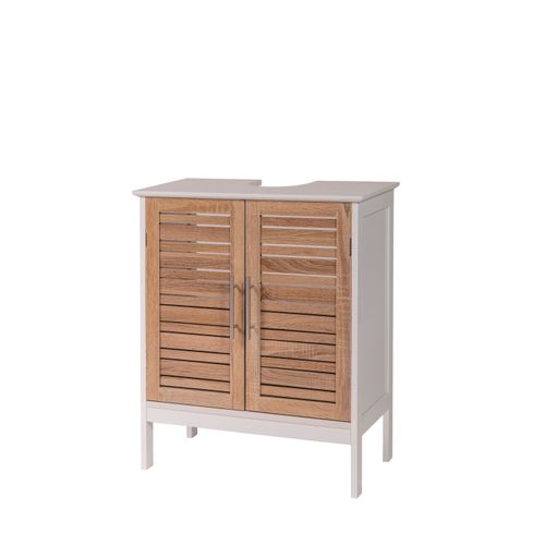 TENDANCE KUPATILSKI ORMARIĆ SA 2 VRATA I POLICOM STOCKHLOM 60X30X70CM MDF BAMBUS BELA  9900306 slika 5