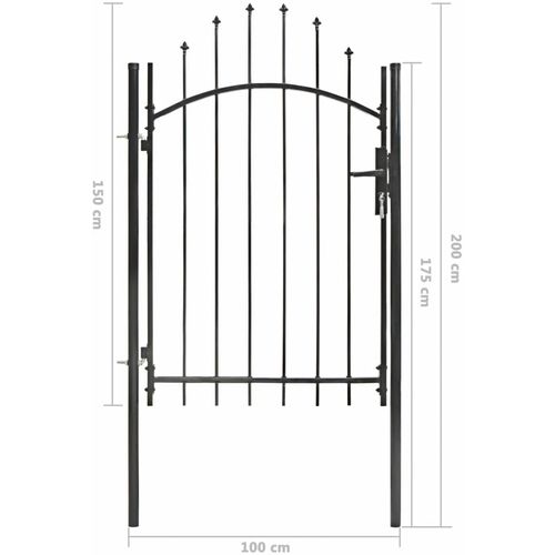 Vrtna vrata za ogradu čelična 1 x 2 m crna slika 11