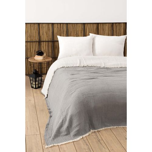 Muslin Yarn Dyed - Grey Grey Double Bedspread slika 1