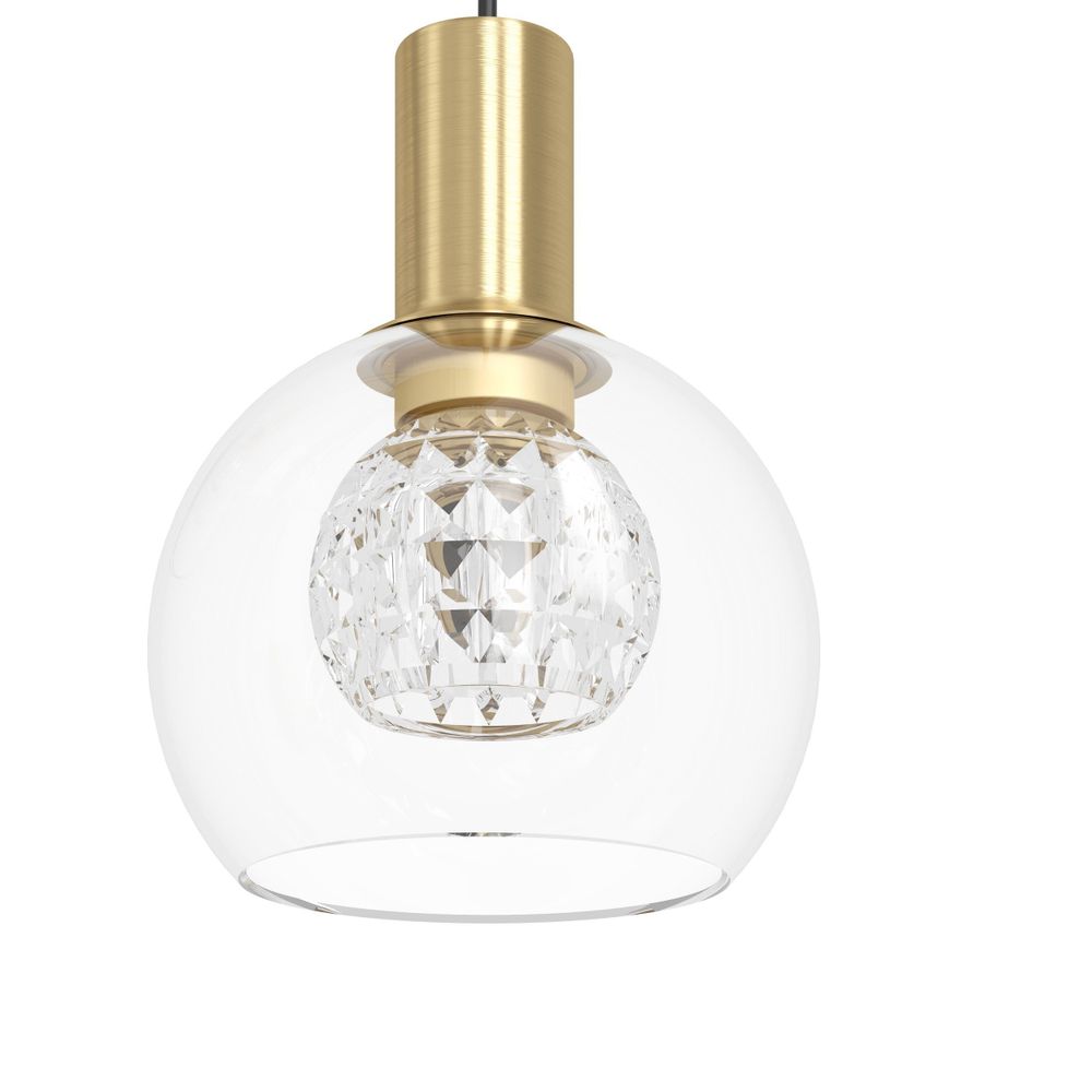TERQUE LED viseći luster 6x5,4W 3000K 3060 lm – crna / brušeni mesing / prozirno staklo slika 3
