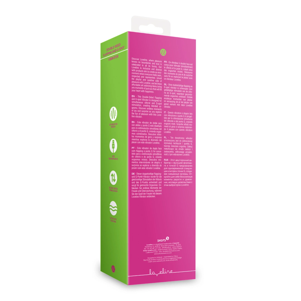 Loveline by Shots Vibrator s dvostranim lepršanjem i G-točkom - raskošna roza slika 3