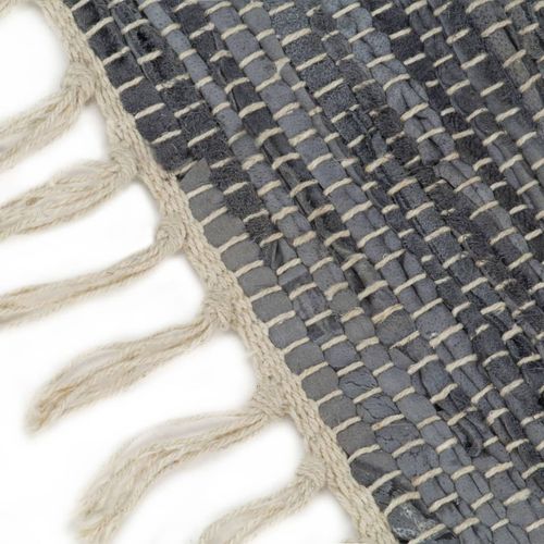 Ručno tkani tepih Chindi od kože 190 x 280 cm sivi slika 14