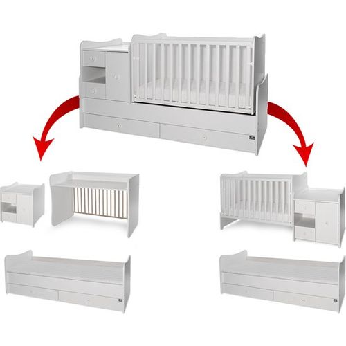 LORELLI MiniMAX Modularni krevetić 4in1 s Mehanizmom Ljuljanja White 190x72 cm slika 15