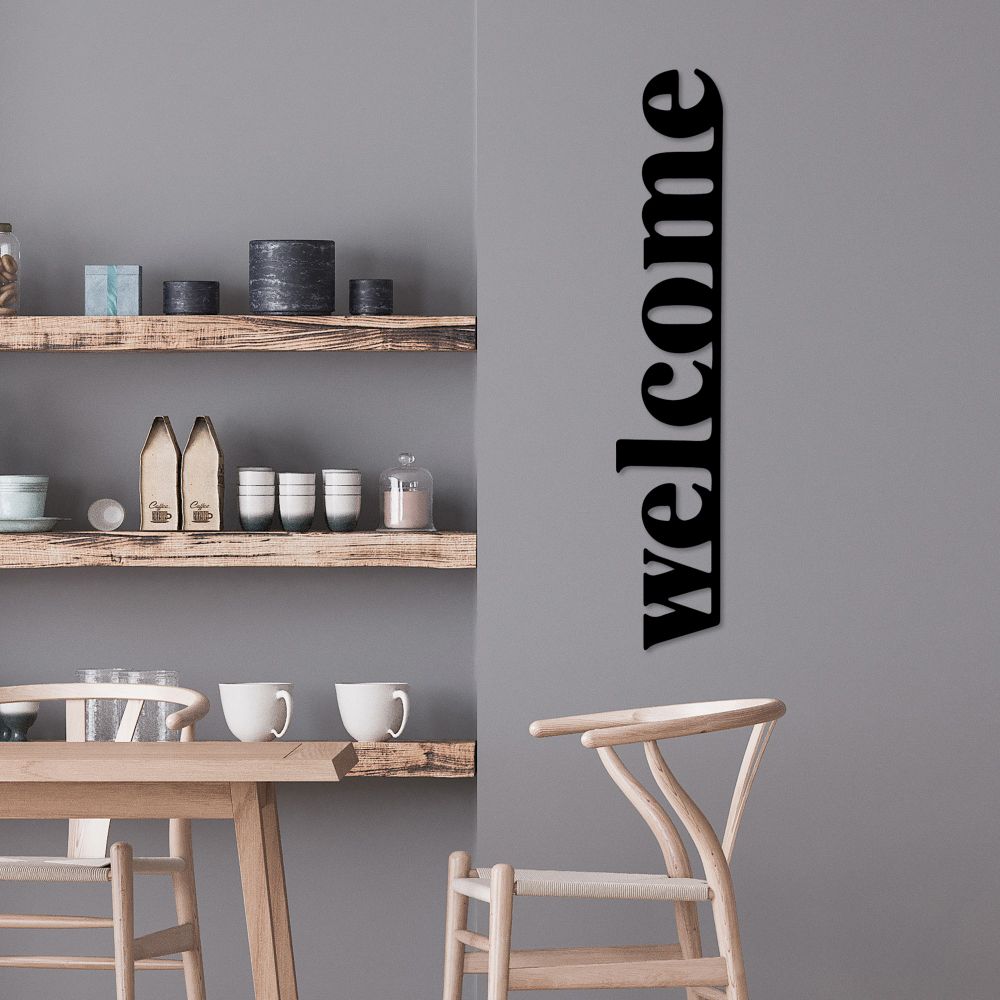 Decorative metal wall accessory Welcome-5, colour: black slika 2