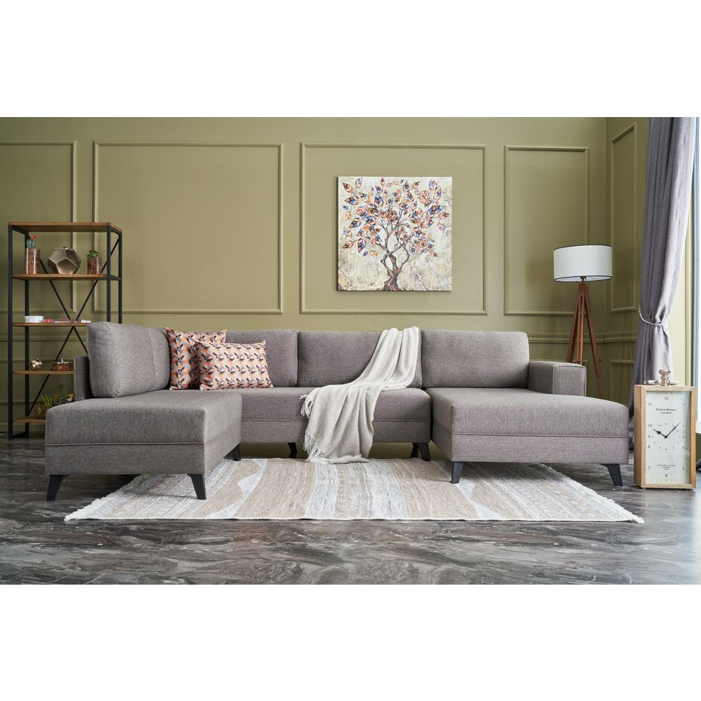 Efsun - Smeđa Ugaona Sofa na Razvlačenje slika 1