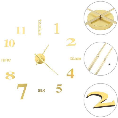 3D zidni sat moderni dizajn 100 cm XXL zlatni slika 22
