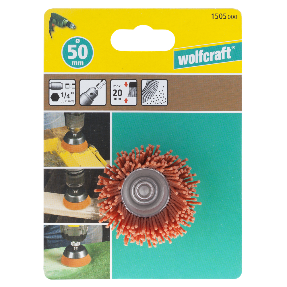 Wolfcraft Četka Lončasta Najlonska Gruba fi 50x20x1,2 mm Prihvat 1/4" - 1505000 slika 4