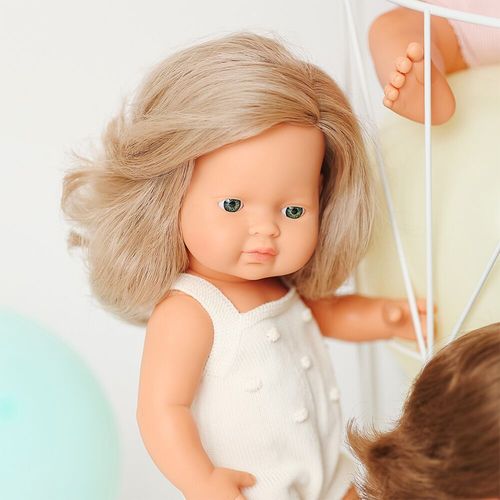 Miniland lutka dark blonde girl 38 cm Colourful slika 4