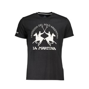 LA MARTINA BLACK MAN SHORT SLEEVE T-SHIRT