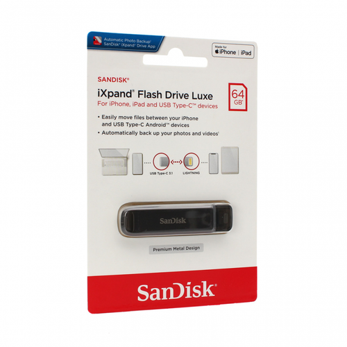 SanDisk USB flash memorija 64GB iXpand Drive Luxe za iPhone/iPad slika 1